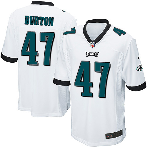 Men's Game Trey Burton Nike Jersey White Road - #47 NFL Philadelphia Eagles